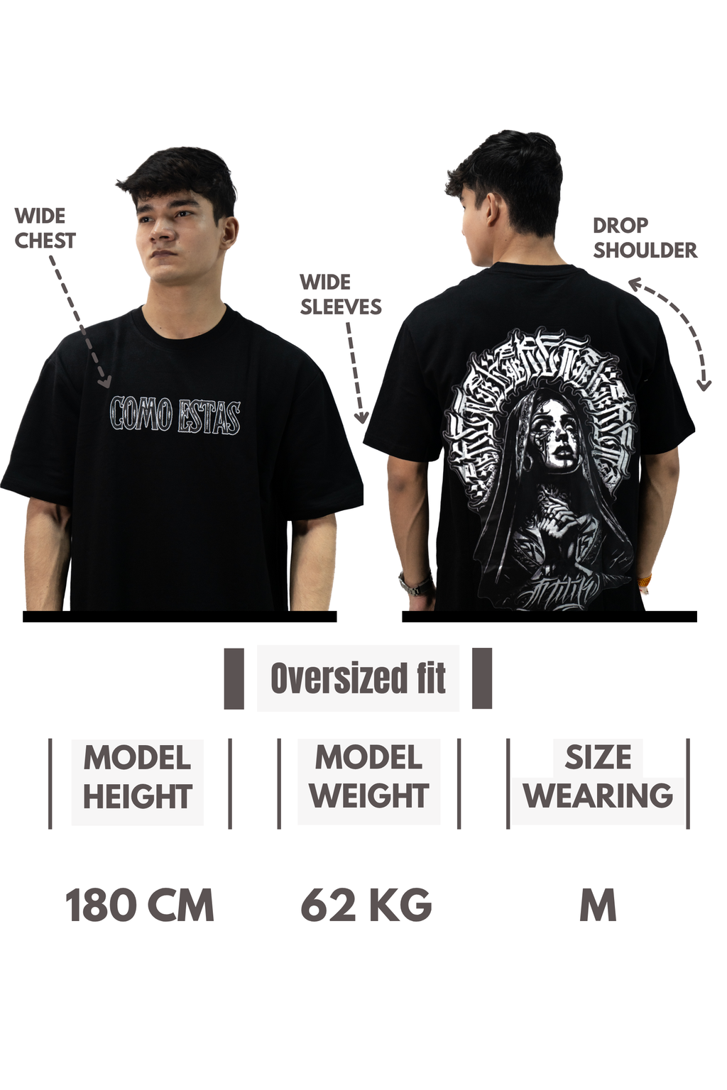 Como Estas Black Oversized Tee